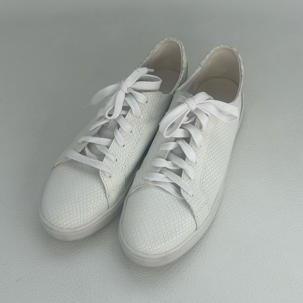 White Snake Print Leather Zara Sneakers